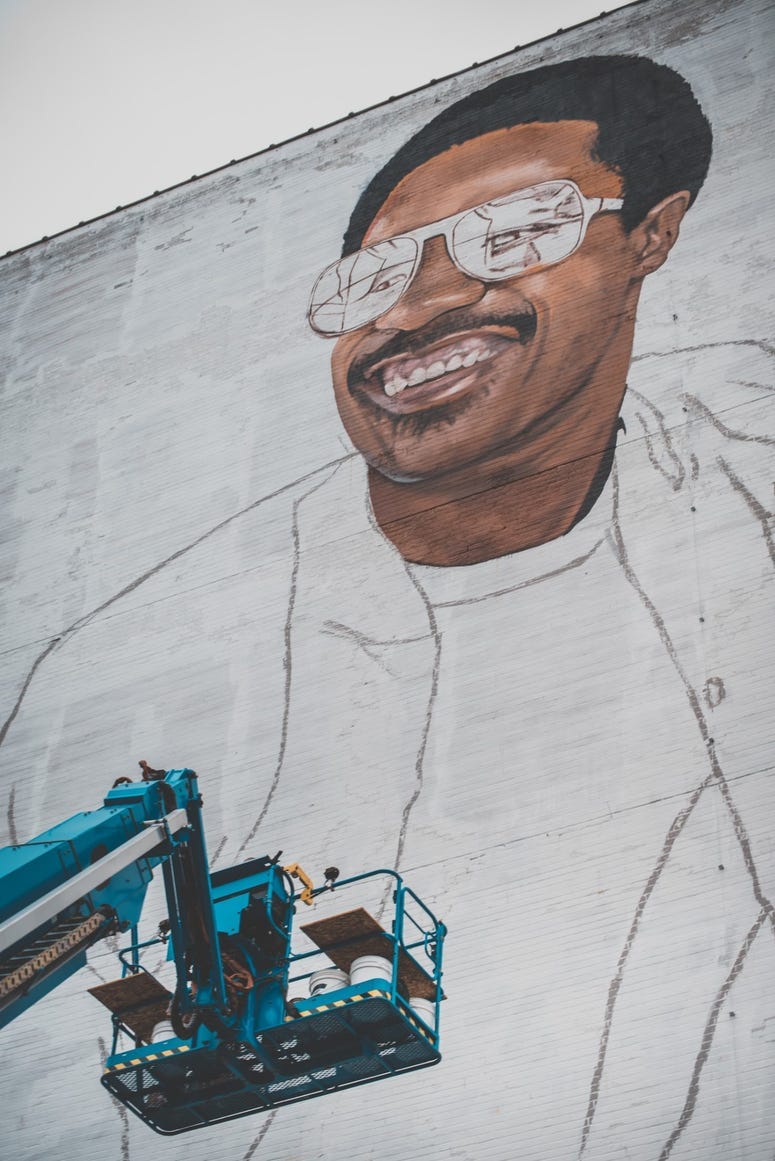 Stevie Wonder Mural Music Hall Detroit