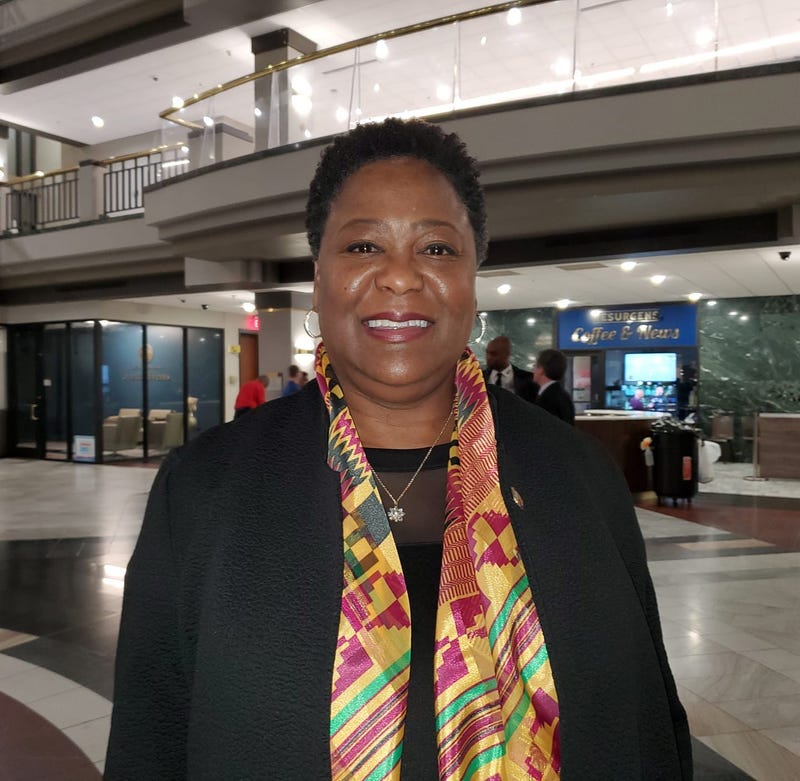 President Felicia Moore, shown at Lt Gov's Black History program at City Hall in February, says to Shutdown City and State Immediately over coronavirus