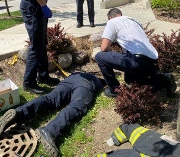 Firefighters on ground