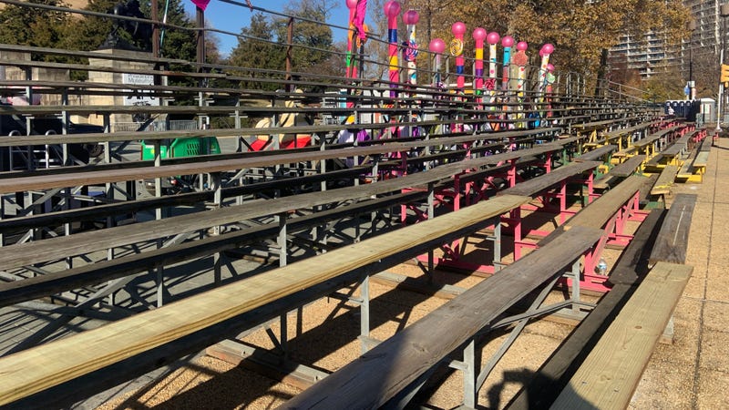 Bleachers have been set up near the telecast performance area for the first time in five years