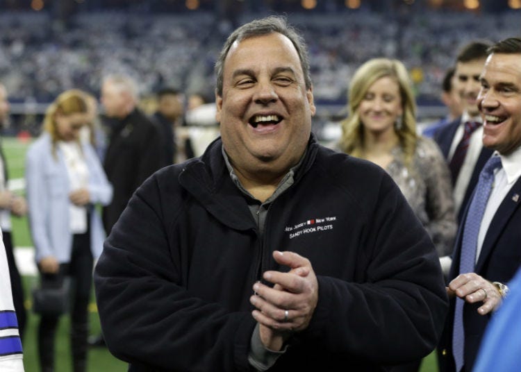 Jan 5, 2019; Arlington, TX, USA; American politician Chris Christie on the sidelines before the game between the Seattle Seahawks and the Dallas Cowboys in a NFC Wild Card playoff football game at AT&T Stadium.