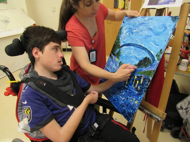 Student finger painting