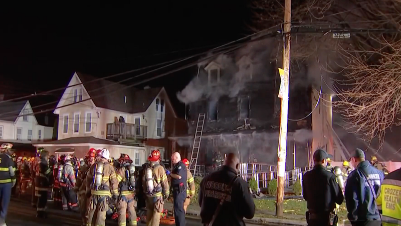 Fire crews battle the flames of a Darby Township home on Dec. 4, 2022.