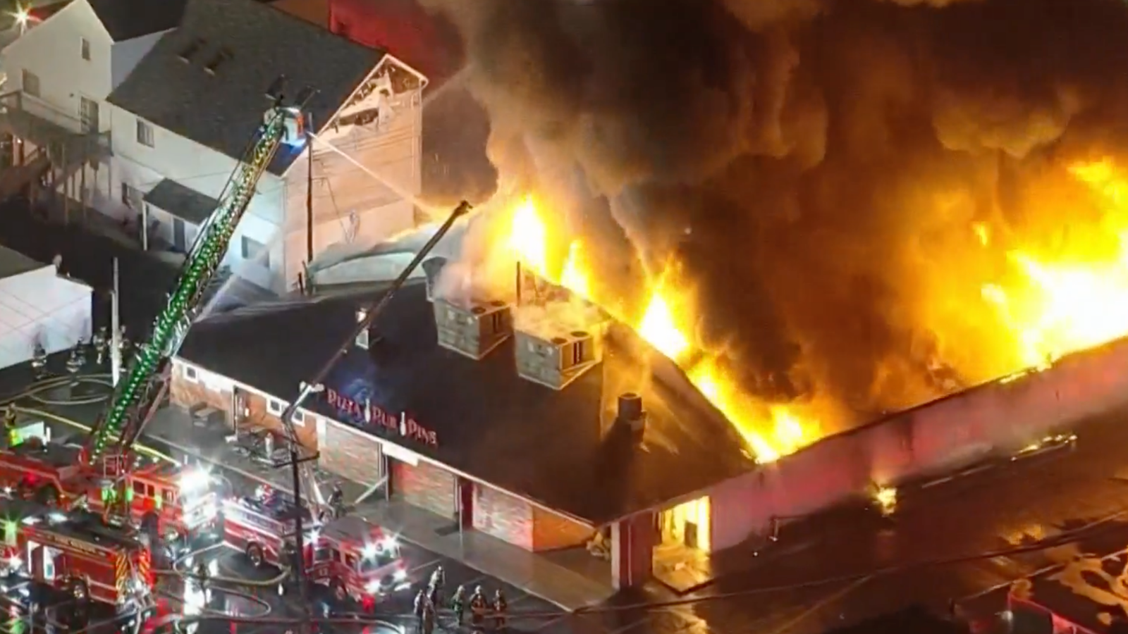 Massive fire at Bucks County bowling alley