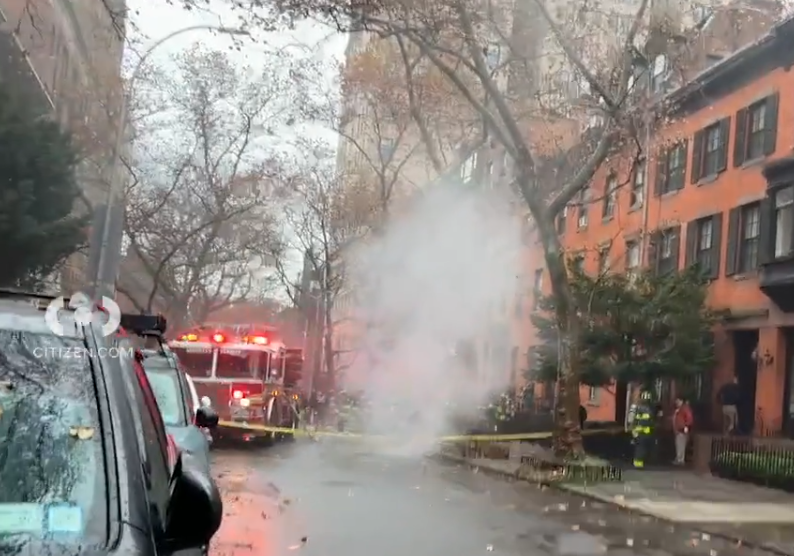 An electrical fire that started in a manhole on a Brooklyn street that engulfed a vehicle parked above it.