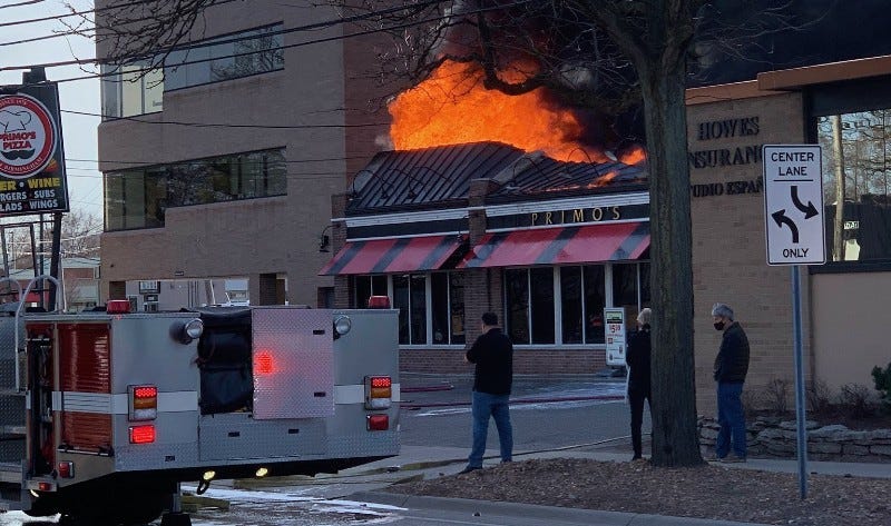 Fire at Primo's Pizza in Birmingham