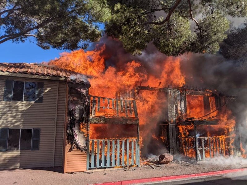 Apartment fire at Charleston and Rainbow on 2-4-20