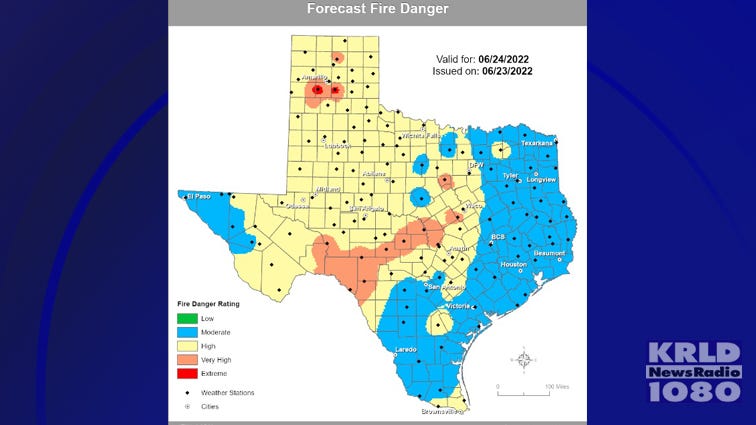 Hot, dry conditions causing risky fire danger in most of Texas this weekend