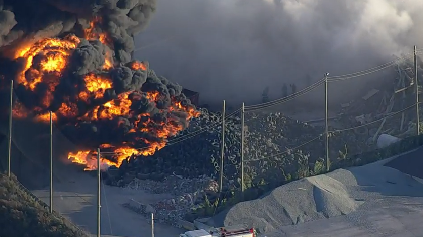 Junkyard set ablaze in Southwest Philadelphia