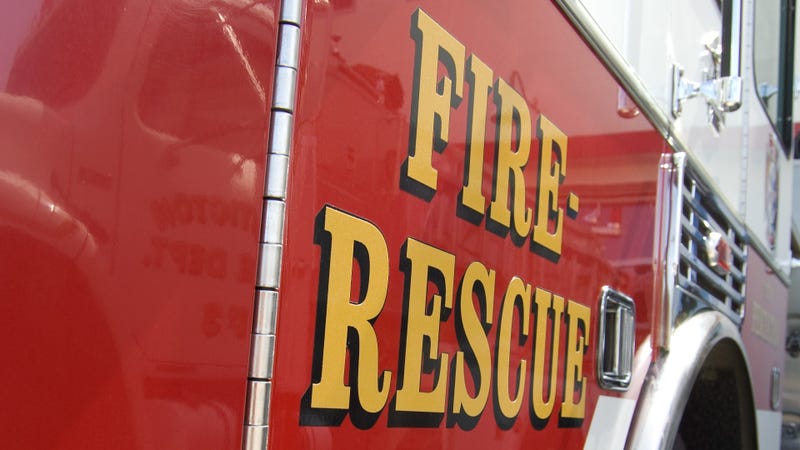 Side panel of fire truck - stock photo