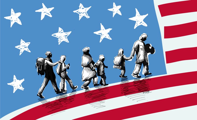 Illustration of USA immigration