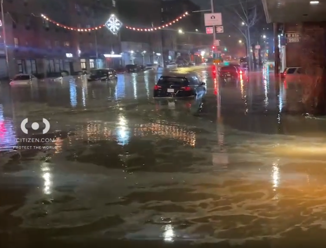 A Bronx water main rupture left streets flooded and cars submerged.