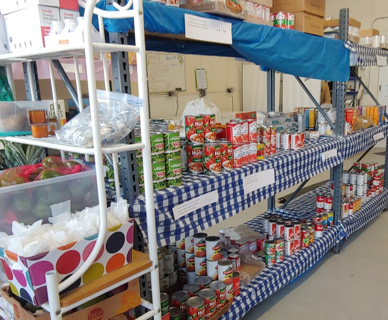 boxes, cans of food
