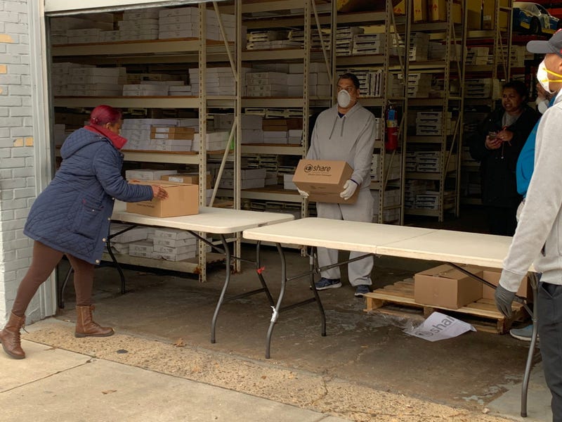 Boxes of food are distributed in Overbrook and other locations in the city in an effort to help those who may need it during the coronavirus pandemic.