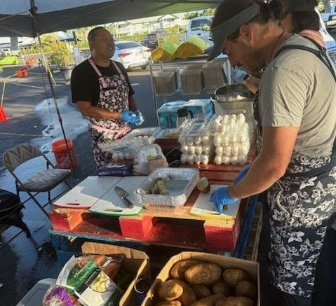 food distribution in parking lot