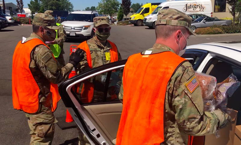 US National Guard Distributing Food Boxes