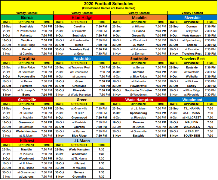 Football Schedule 2020