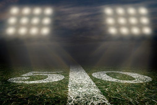 Football Field, High School, Stadium, Lights, First Responders