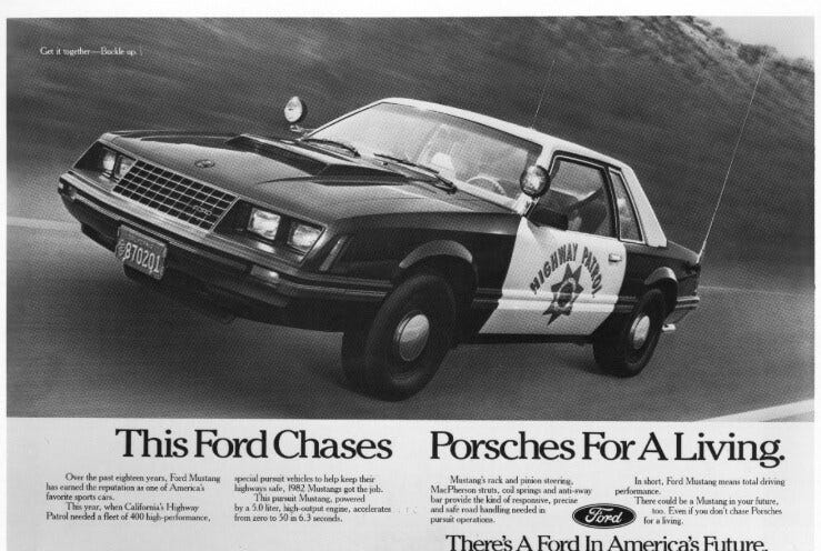 Classic police car ad from the Ford Heritage Vault