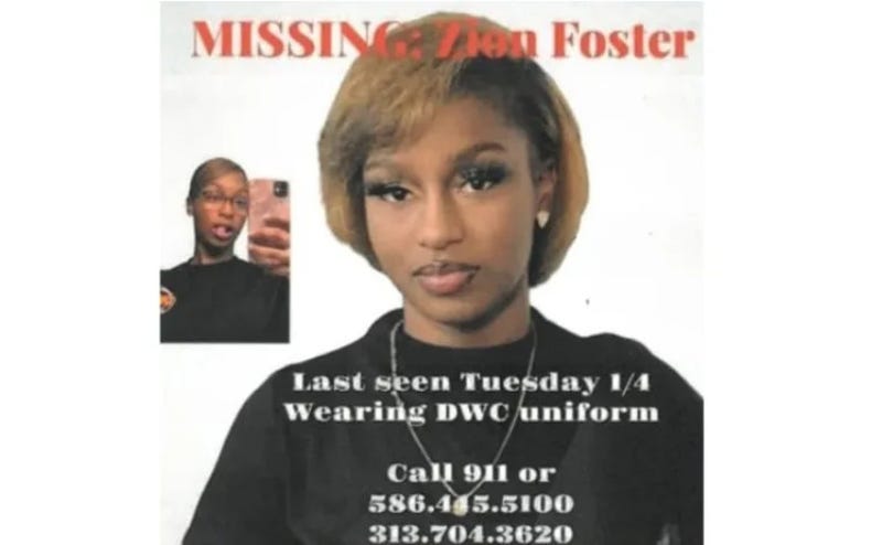 missing person Zion Foster