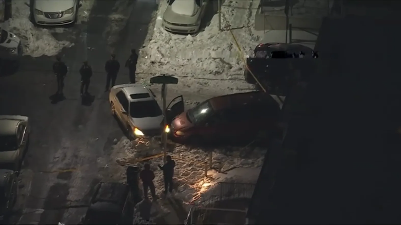 A sky shot of the scene on Brill Street after the shooting.