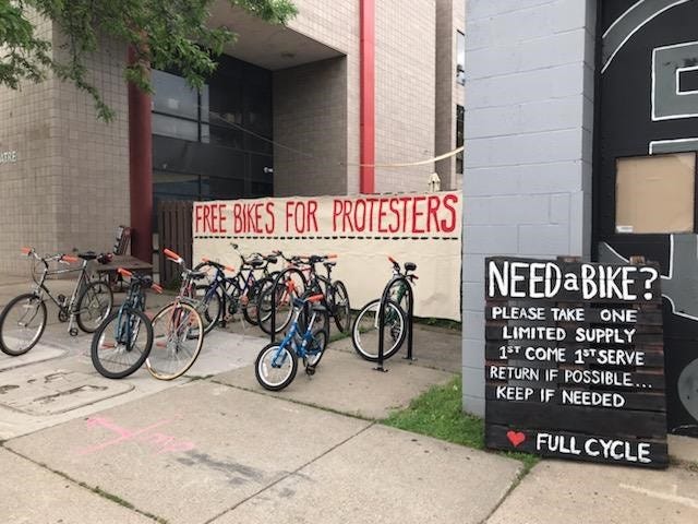 free bikes for protesters