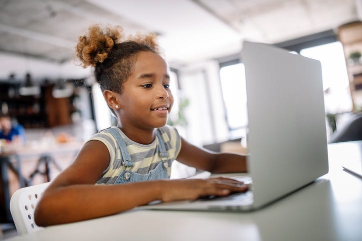 Child using internet