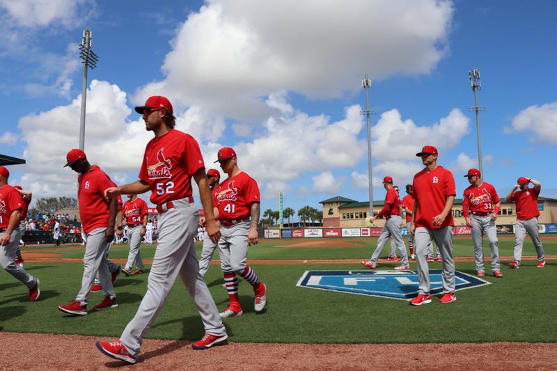St. Louis Cardinals on the field before spring training game.