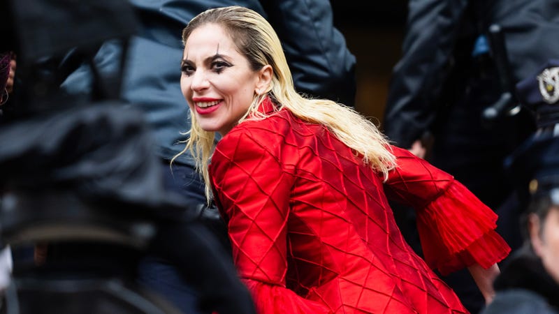 Lady Gaga is seen filming 'Joker: Folie a Deux' in City Hall on March 25, 2023 in New York City.