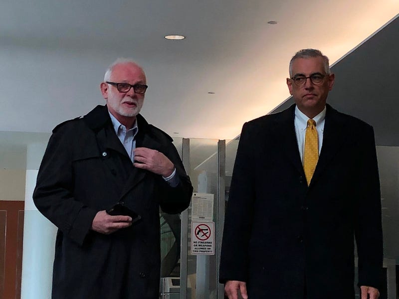 Clergy abuse survivor Gary Astridge (left) and Attorney Steve Boyd (right) after Diocese of Buffalo files for bankruptcy (WBEN Photo/Mike Baggerman)