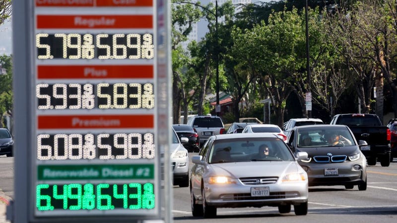 Gas prices are displayed at a 76 station on April 27, 2022 in Burbank, California.