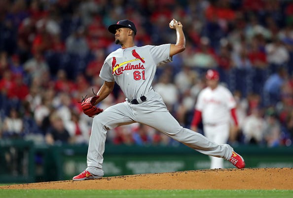 Genesis Cabrera pitches for the Cardinals in 2019. 