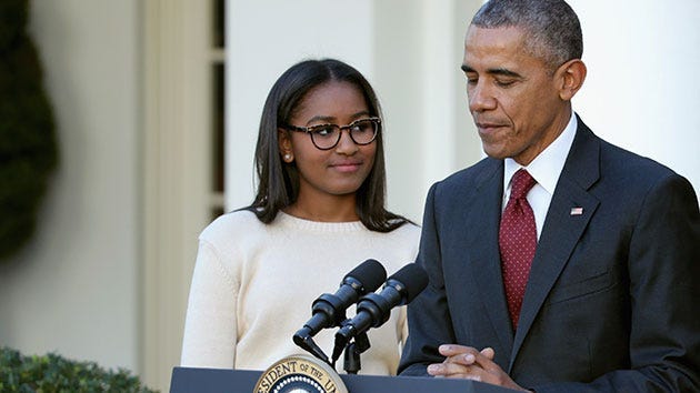 Sasha and Barack Obama