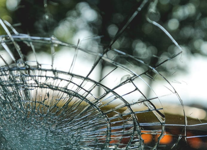 broken windshield