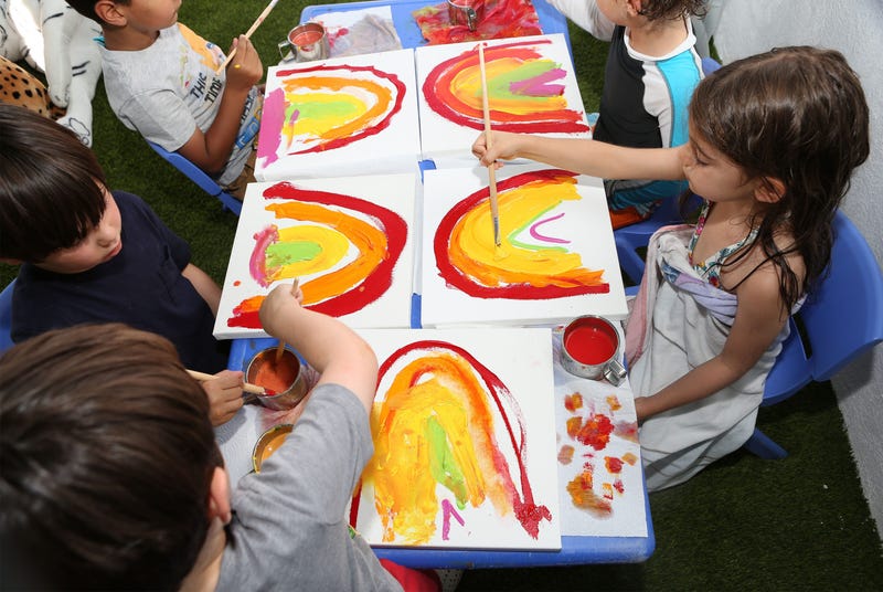 LOS ANGELES, CA - AUGUST 01: Art class at Kinder Ready Summer Camp on August 1, 2018 in Brentwood, California.