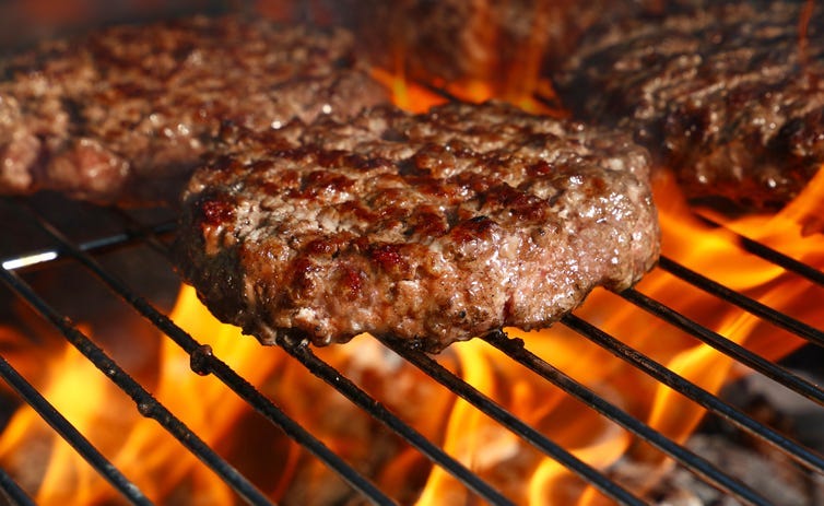 Hamburger On Grill