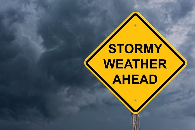 Stormy Weather Ahead Warning Sign