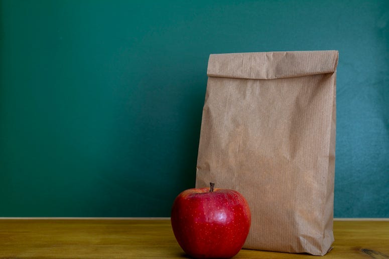 Sack Lunch, Apple, Brown Paper Bag