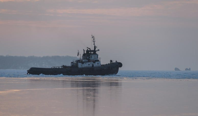 A Lake Michigan Tugboat Crew Saves Dog On Ice