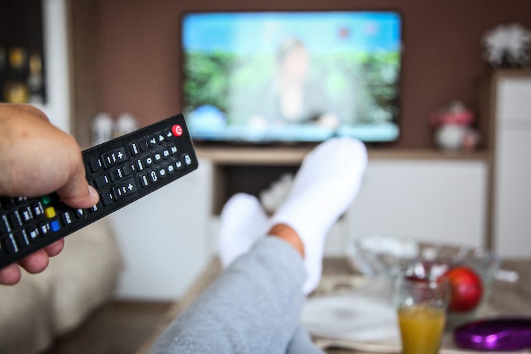Watching TV, Relaxing, Living Room, Remote