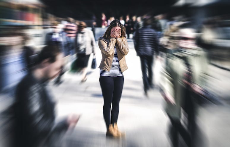 Panic Attack, Public, Walkway, Street, People, Focus