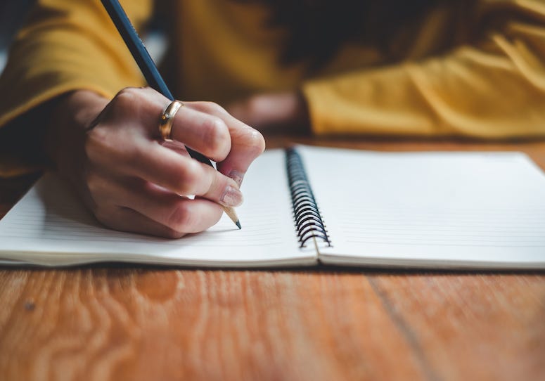 Woman, Writing, Notebook, Pen