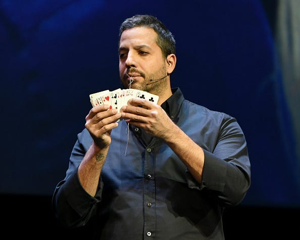 Magician & Endurance Artist David Blaine performs onstage during the Onward18 Conference - Day 2 on October 24, 2018