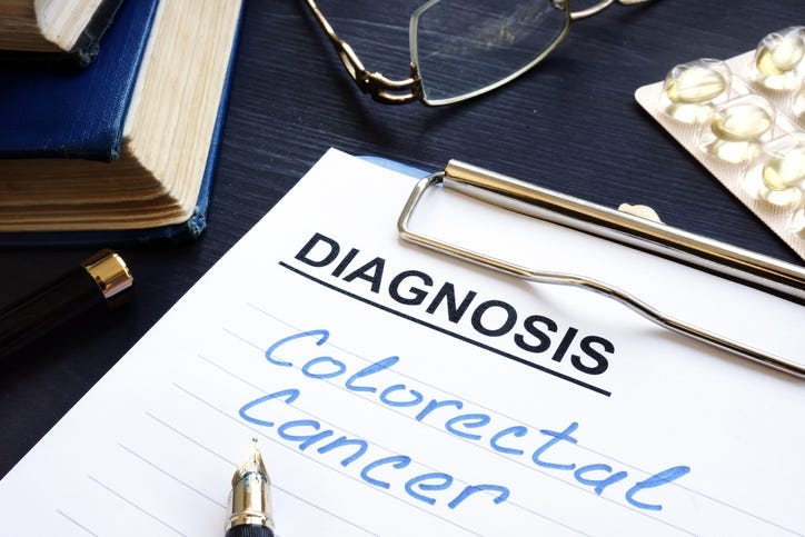 Colorectal cancer written on paper.