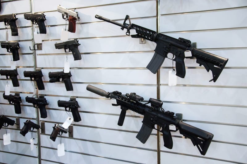 Weapons on display at a gun store