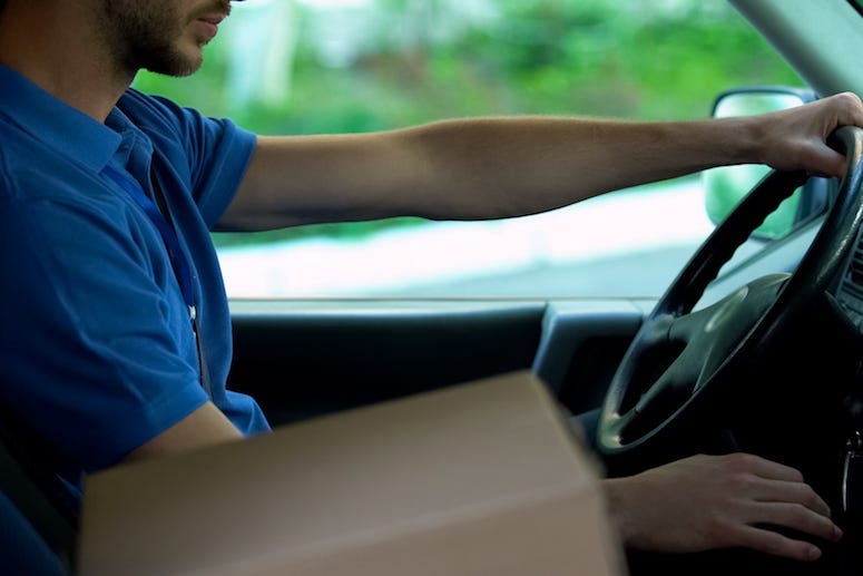 Delivery Driver, Truck, Package