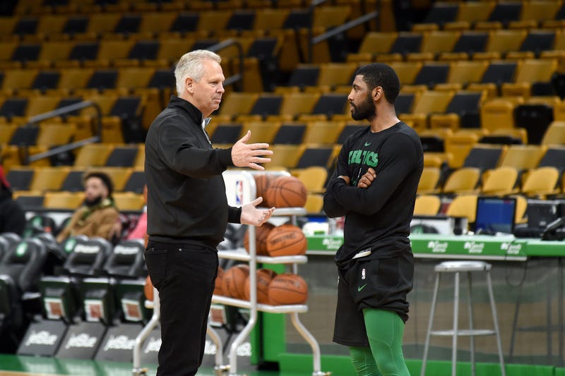 Celtics president of basketball operations Danny Ainge and guard Kyrie Irving