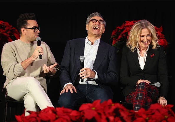 Dan Levy, Eugene Levy and Catherine O'Hara
