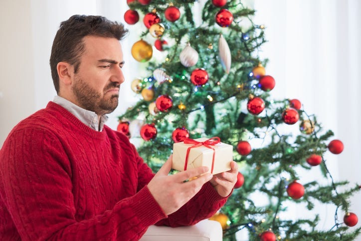 Man annoyed at Christmas