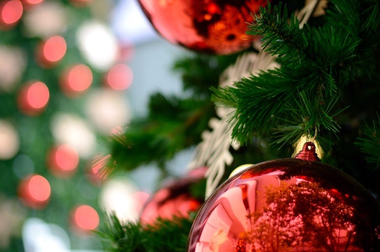 Christma Tree, Ornament, Red Bauble